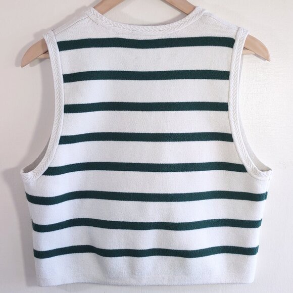 Scotch & Soda Stripe Knit Button-Up Vest Crop Top Preppy Collegiate  Size Large - Picture 3 of 9